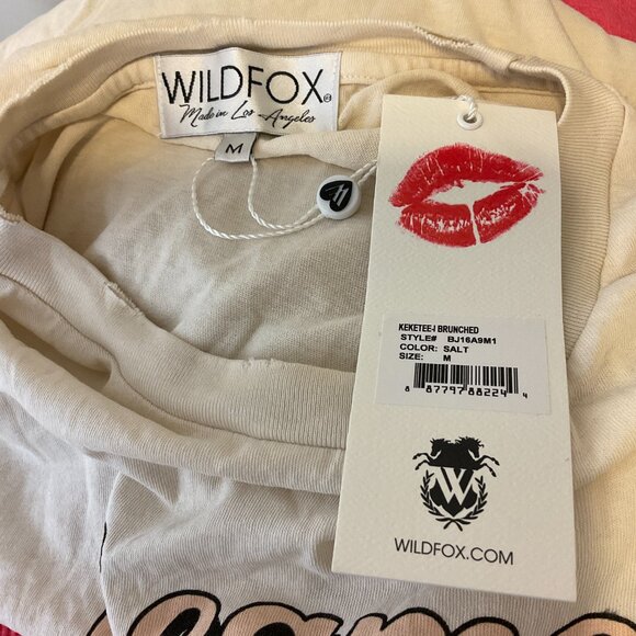 Wildfox Graphic T-Shirt M Cream I Came I Brunched I Left Salt Short Sleeve New - Picture 11 of 11